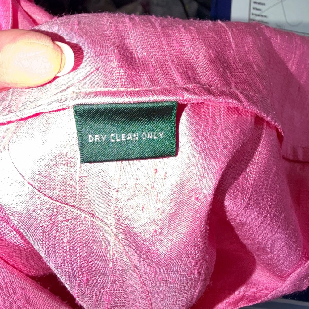 Lauren Ralph Lauren Silk Blouse Womens L Pink Shantung 3/4 Sleeve Button Career - Picture 8 of 10